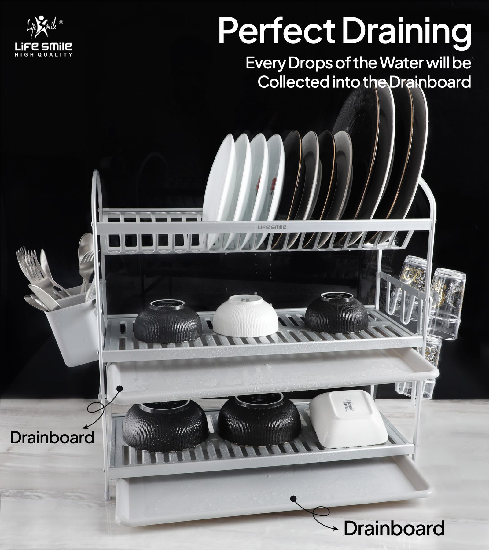 3 Tier Dish Rack Aluminium