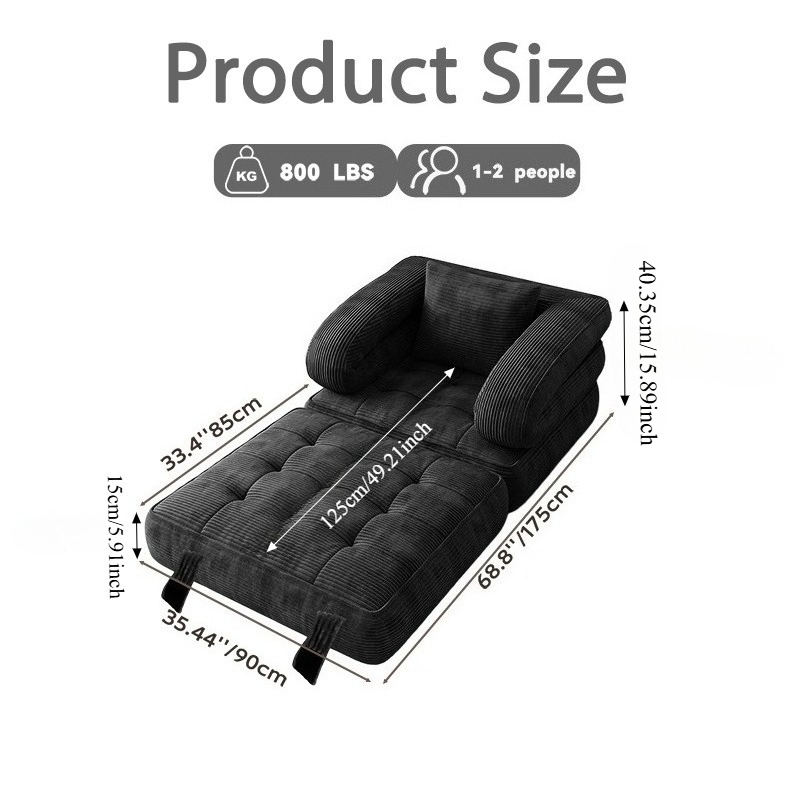 3-in-1 Convertible Folding Sofa Bed