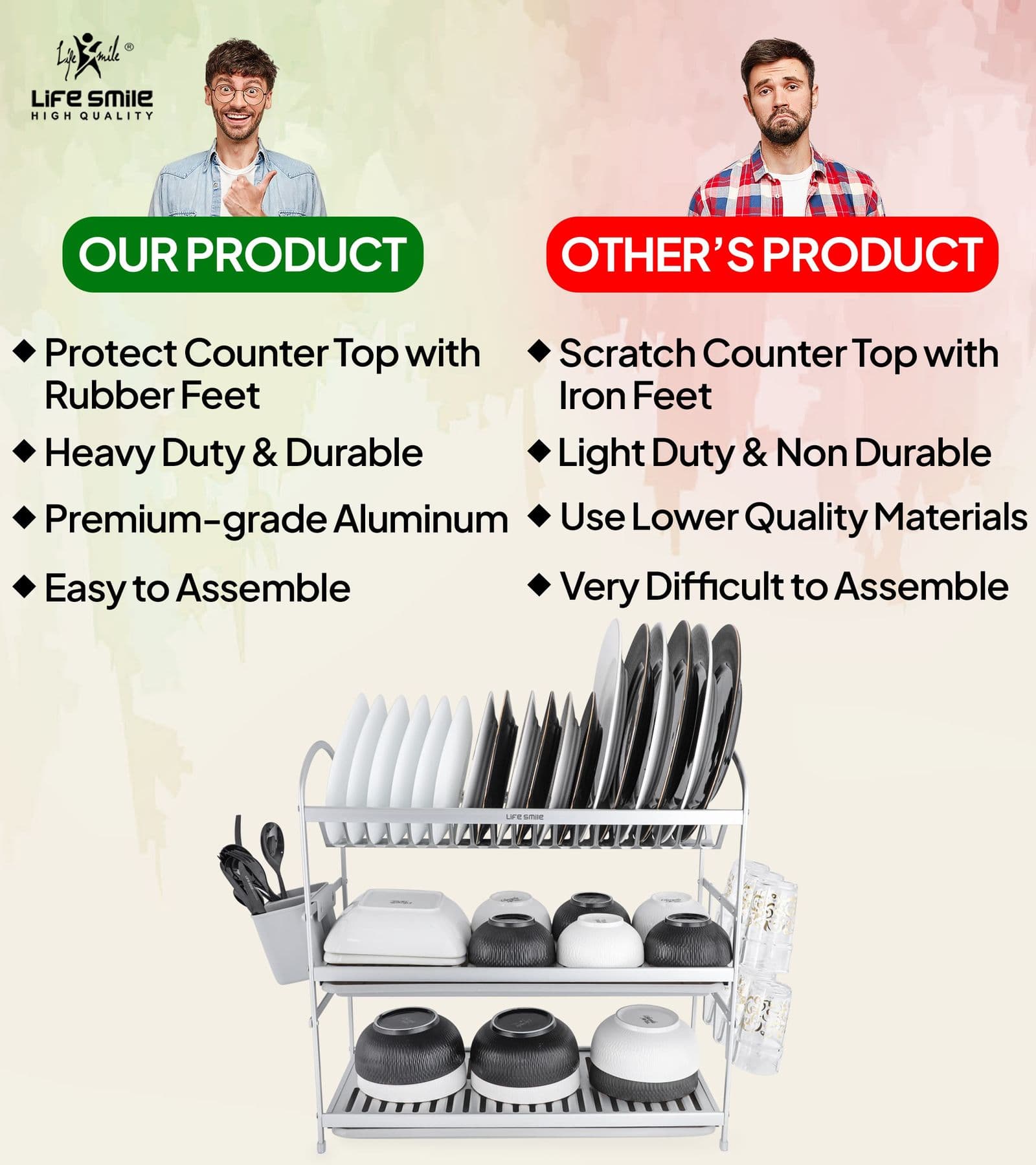 3 Tier Dish Rack Aluminium