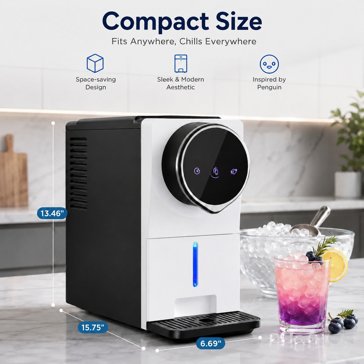 15-Min Nugget Ice Maker | Self-Dispensing, Auto Clean