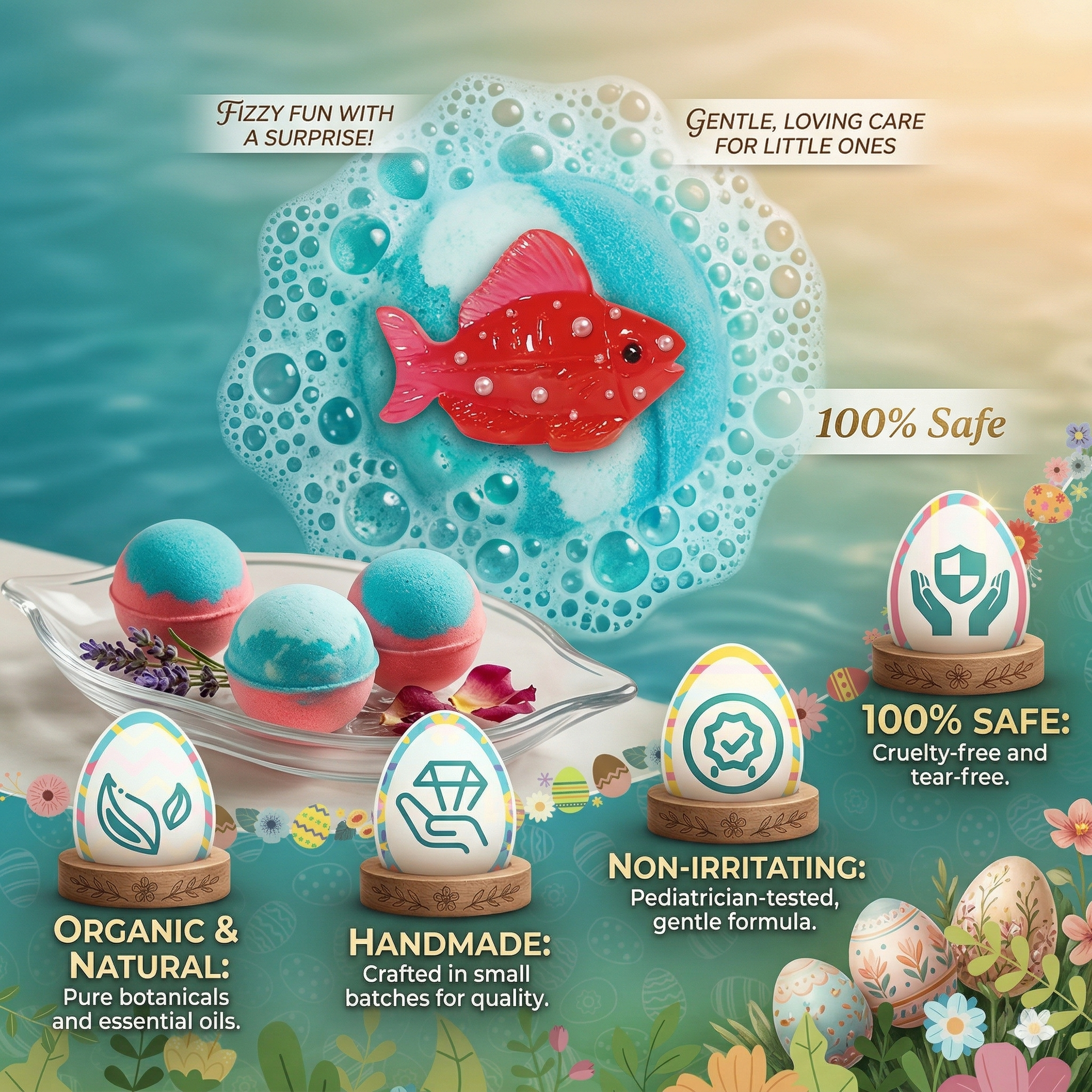 🔥LAST DAY 49% OFF - 🛁 Natural Bath Bombs for Kids with Mega Bubbles & Surprise Inside 🥚✨