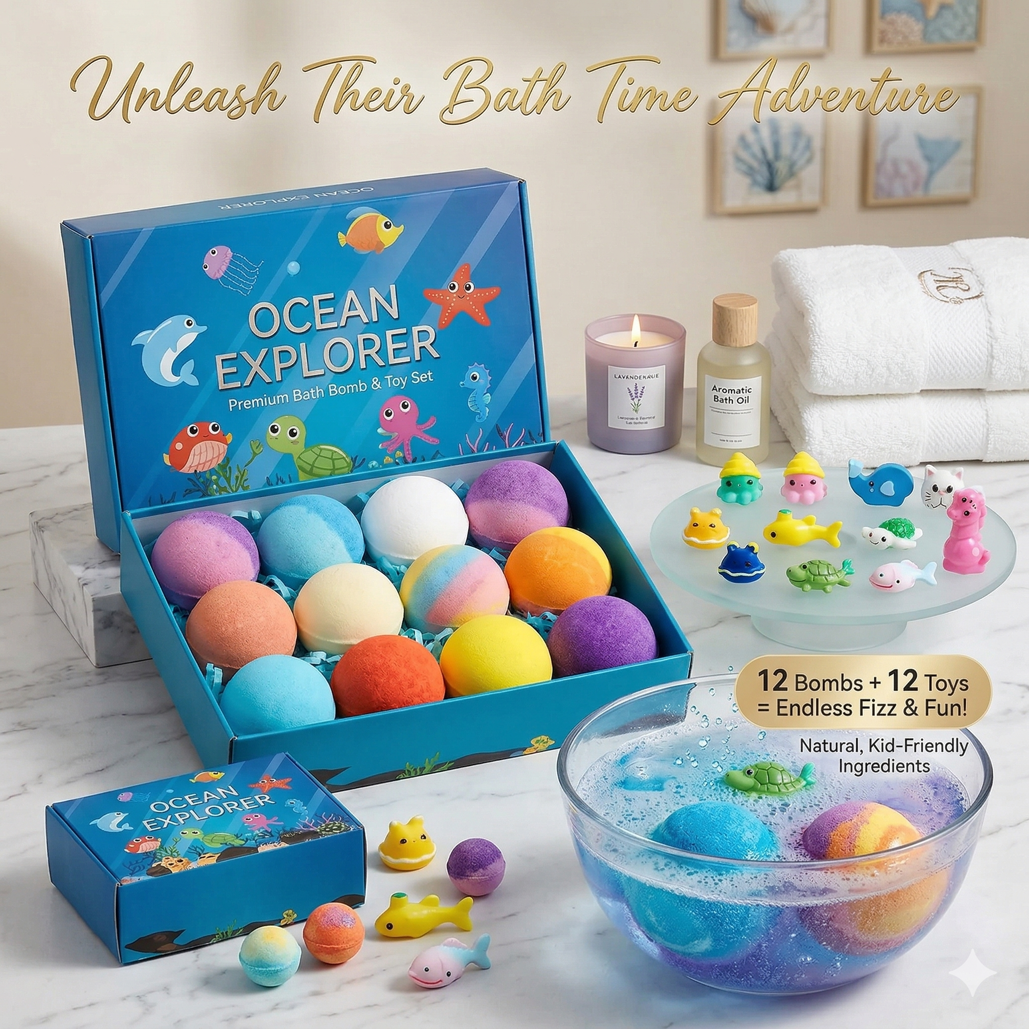 🔥LAST DAY 49% OFF - 🛁 Natural Bath Bombs for Kids with Mega Bubbles & Surprise Inside 🥚✨