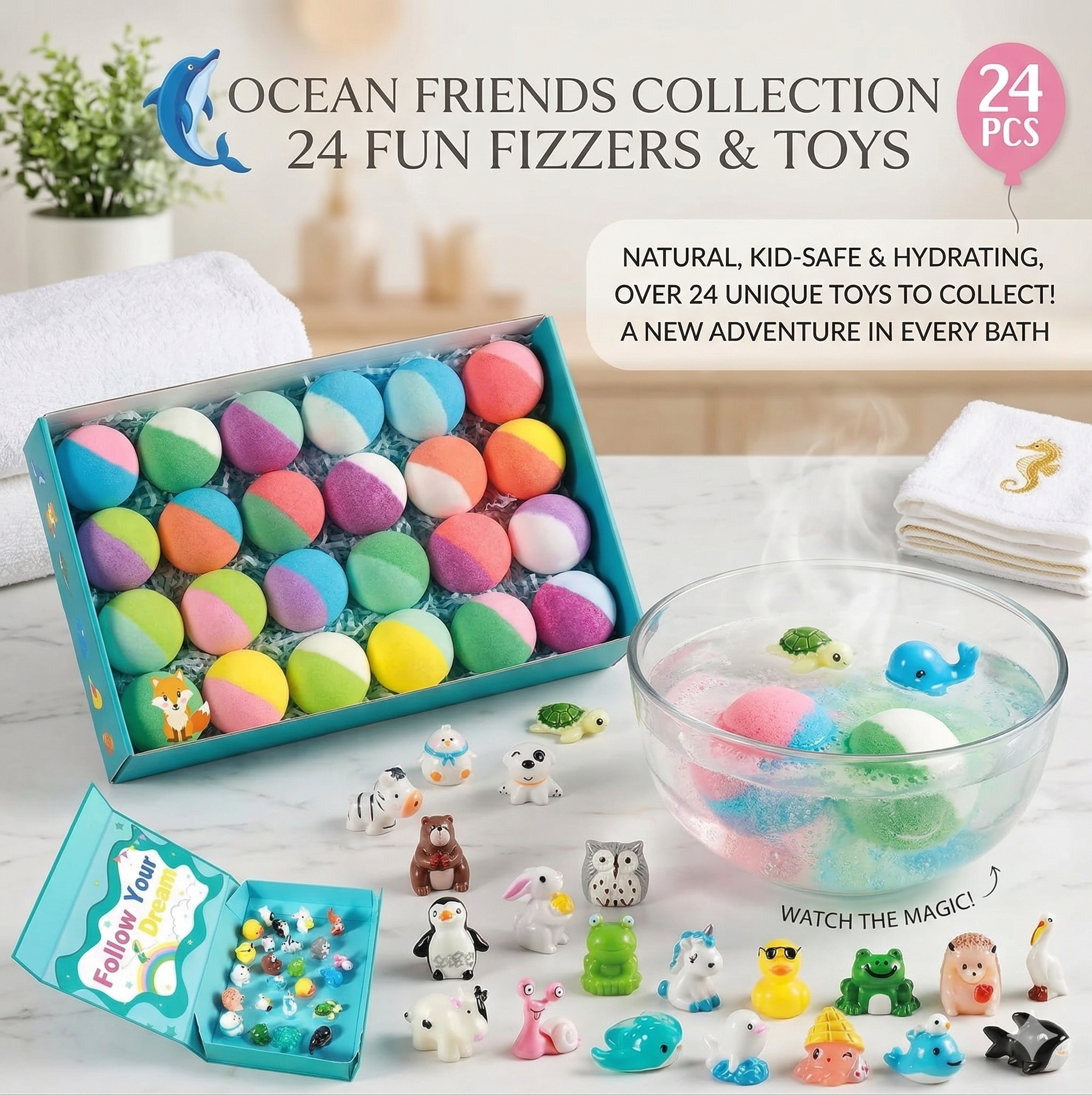 🔥LAST DAY 49% OFF - 🛁 Natural Bath Bombs for Kids with Mega Bubbles & Surprise Inside 🥚✨