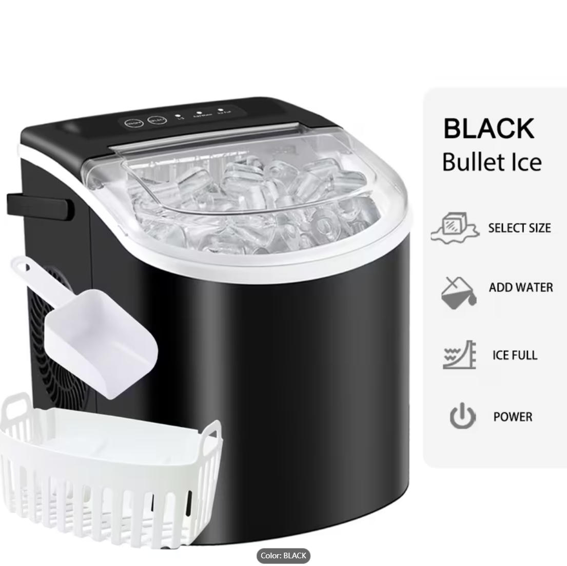 Summer Hot Seller💥Ice Maker—Portable Ice Maker (includes handle, ice scoop, and ice basket); suitable for home, kitchen, office, or dormitory use.