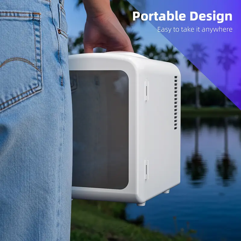 Summer Hot Seller💥Mini Compact Refrigerator with Gaming Light, 4L Capacity/6 Cans Portable Mini Fridge