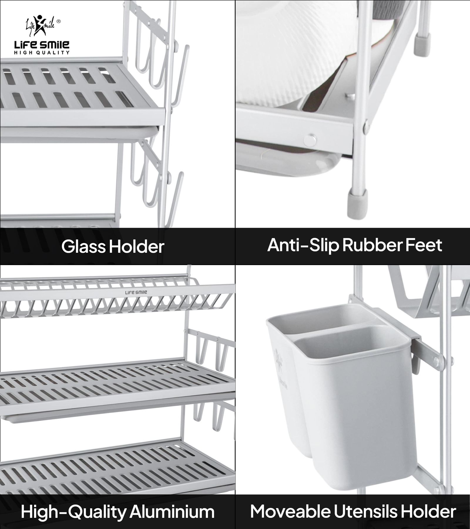 3 Tier Dish Rack Aluminium