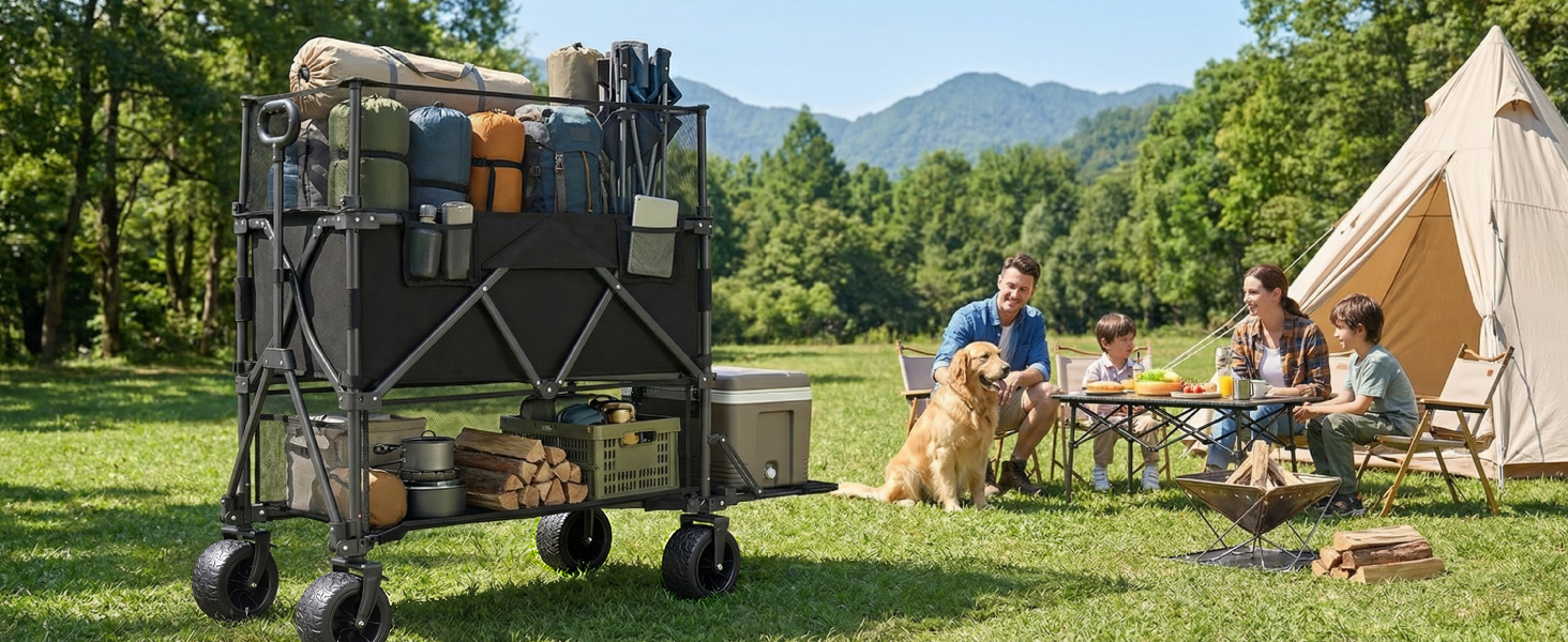 collapsible wagon camping