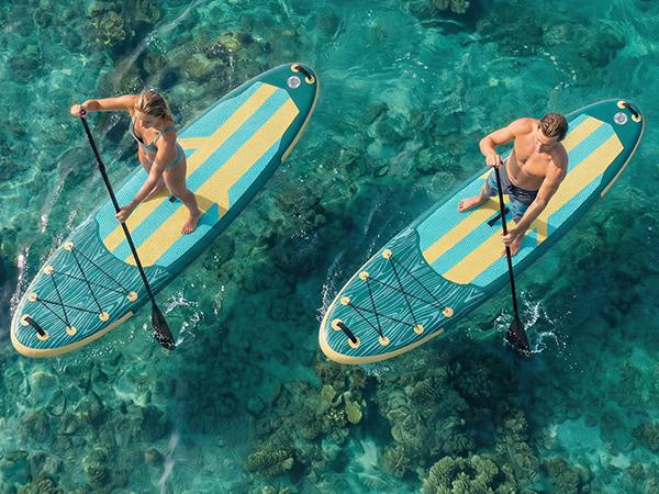 【Deals for You Days】Premium SUP Inflatable Stand Up Paddle Board with 2-in-1 Paddle, Wide Stable Design, Non-Slip Comfort Deck for Adults & Youth