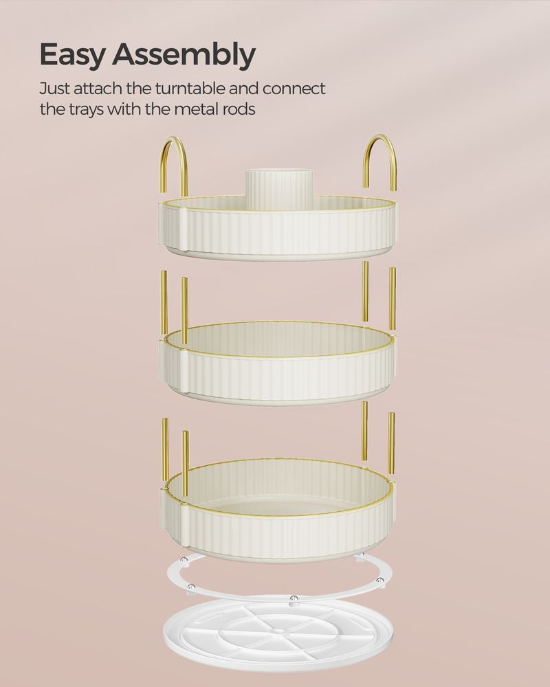 3-Tier Round Rotating Skincare Organizer Countertop Cloud White