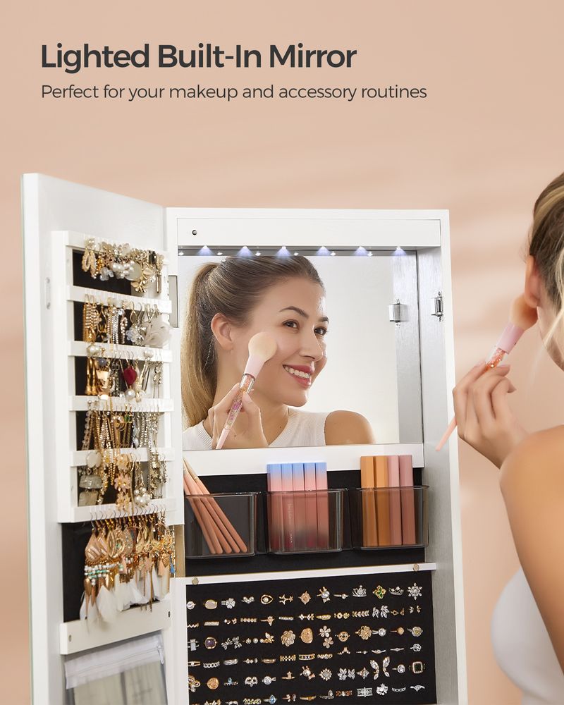 LED Mirror Jewelry Cabinet Standing