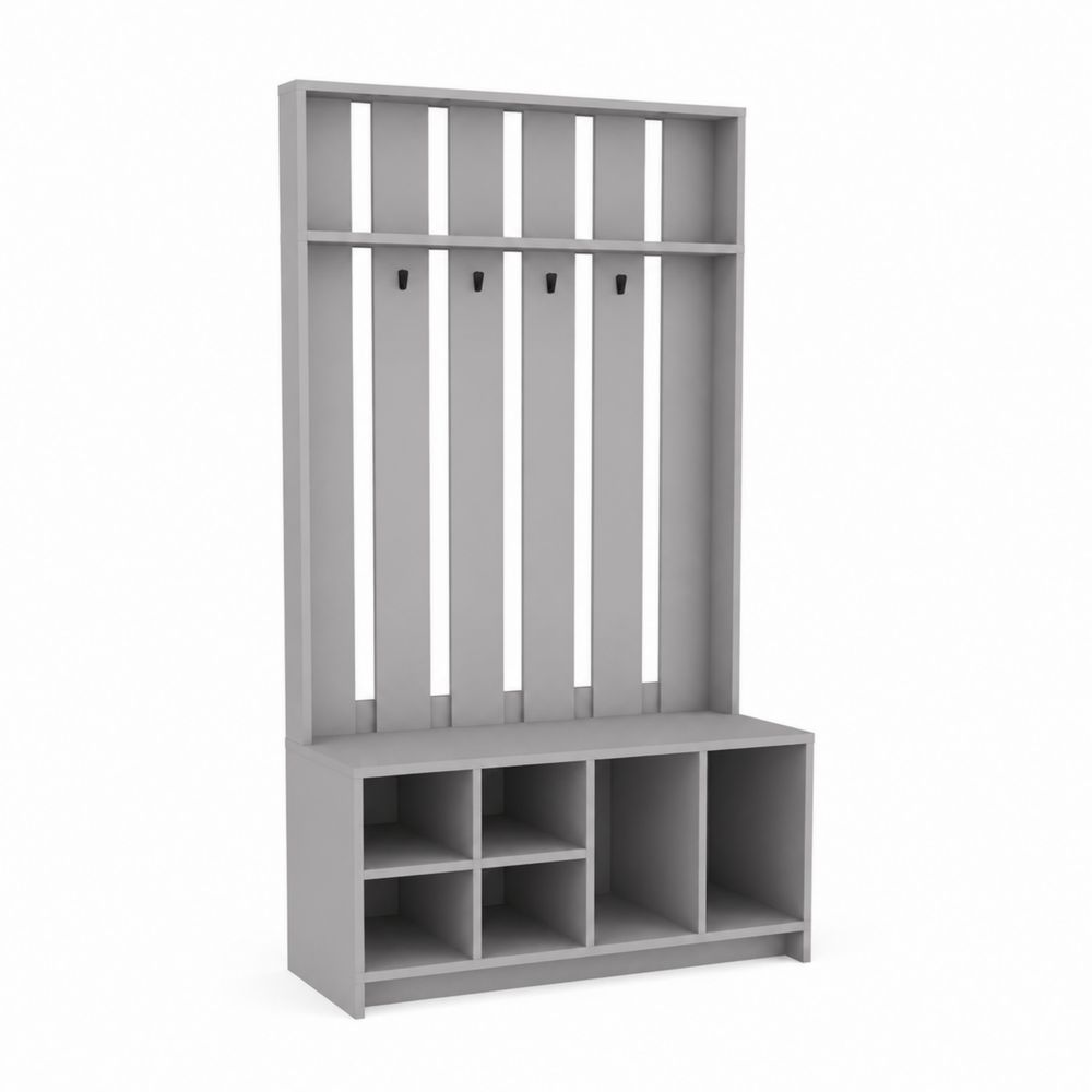 Appendiabiti con Scaffale in Legno MDF Grigio 180x90x30 cm-Casmiron