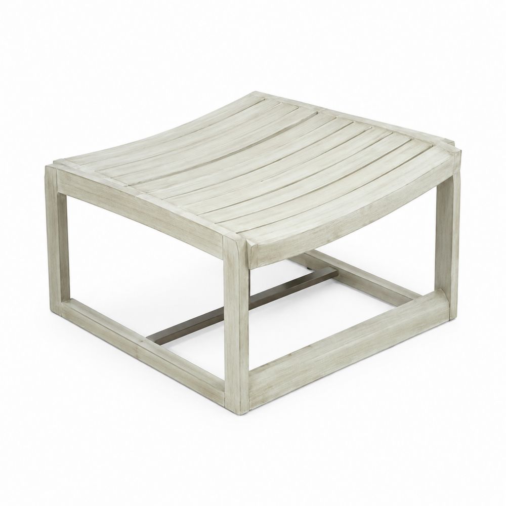 Poggiapiedi da esterno in legno di teak curvato 50x50x30 cm Grigio chiaro-Casmiron