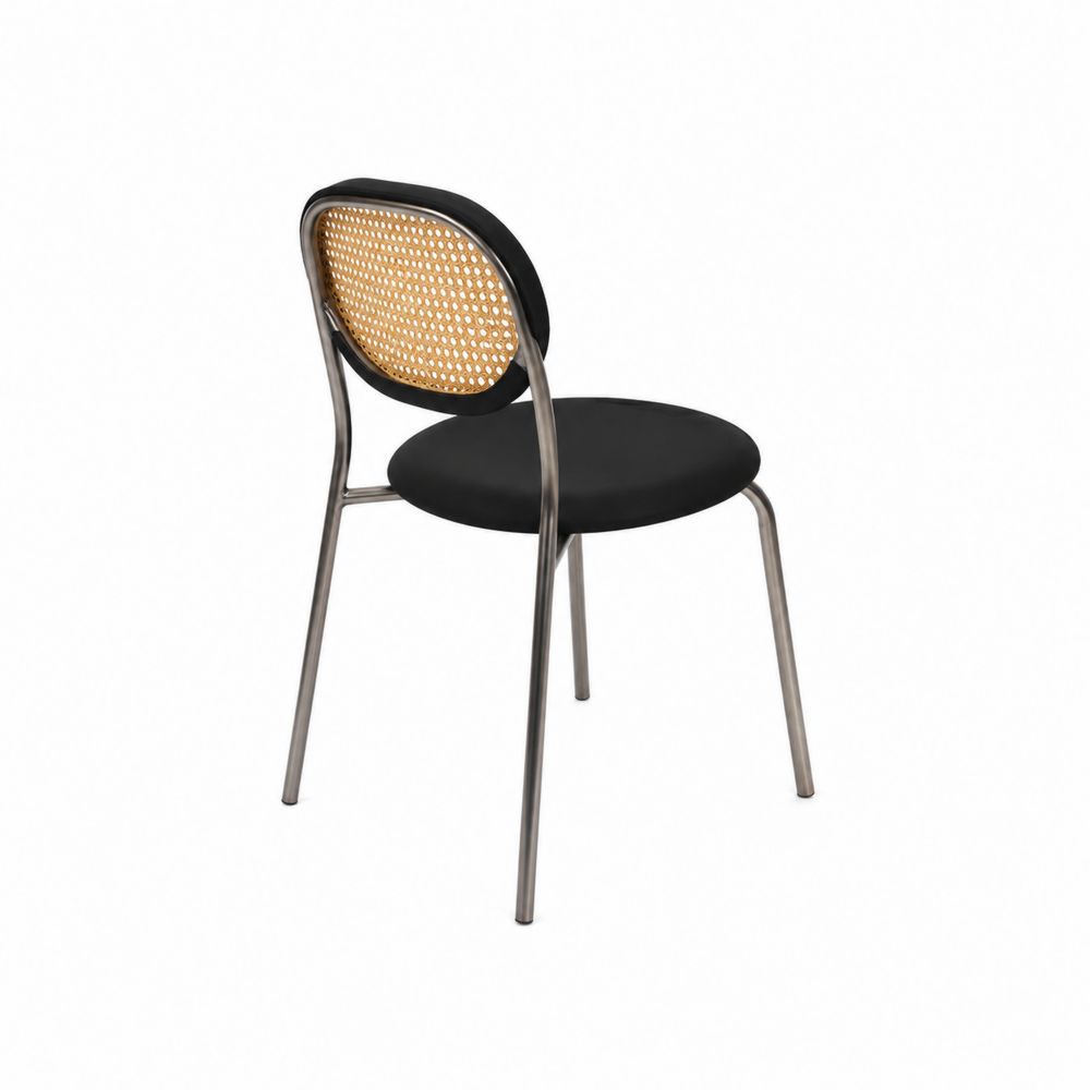 Sedia con Schienale in Rattan e Struttura in Metallo-Casmiron