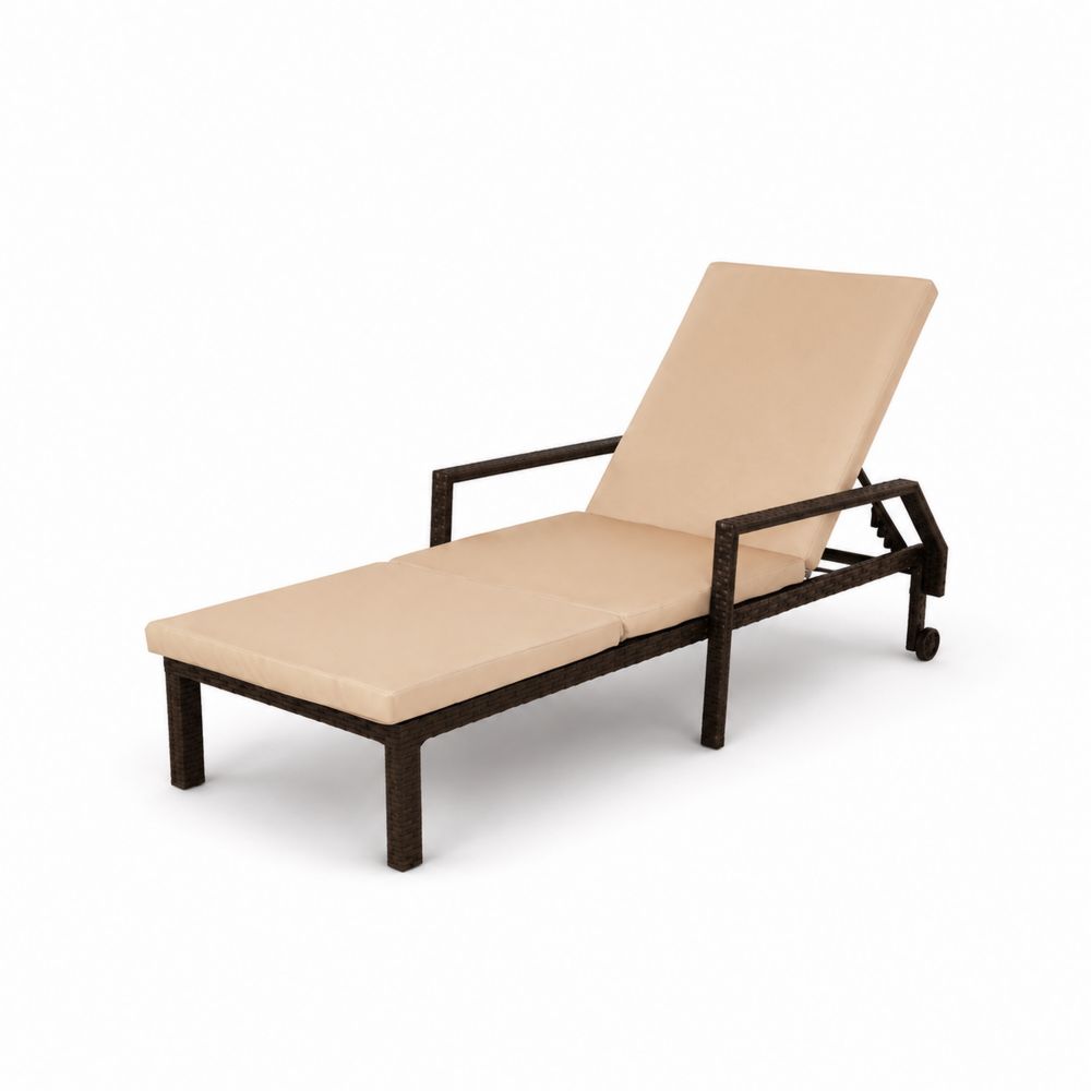 Lettino in rattan con cuscino Beige-Casmiron
