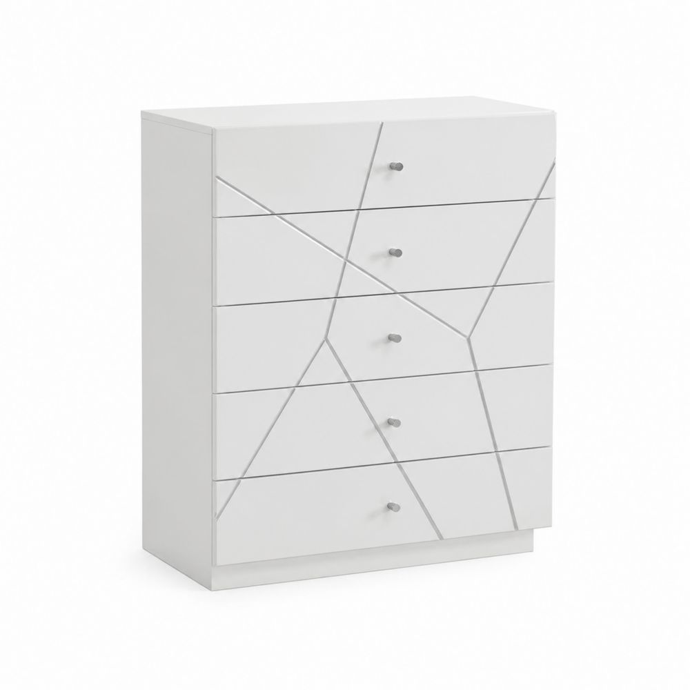 Cassettiera a 5 cassetti in legno bianco-Casmiron