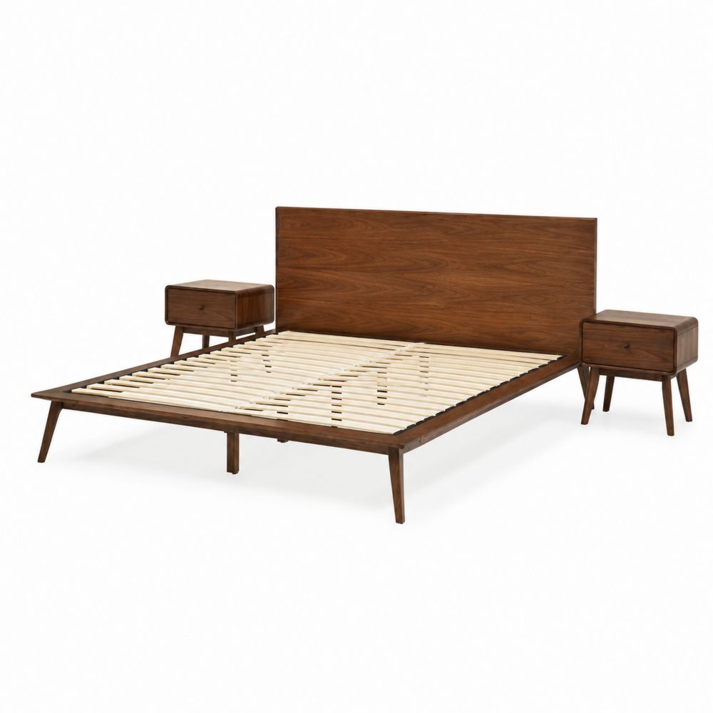 Letto in legno con comodini 200x160x100 cm-Casmiron