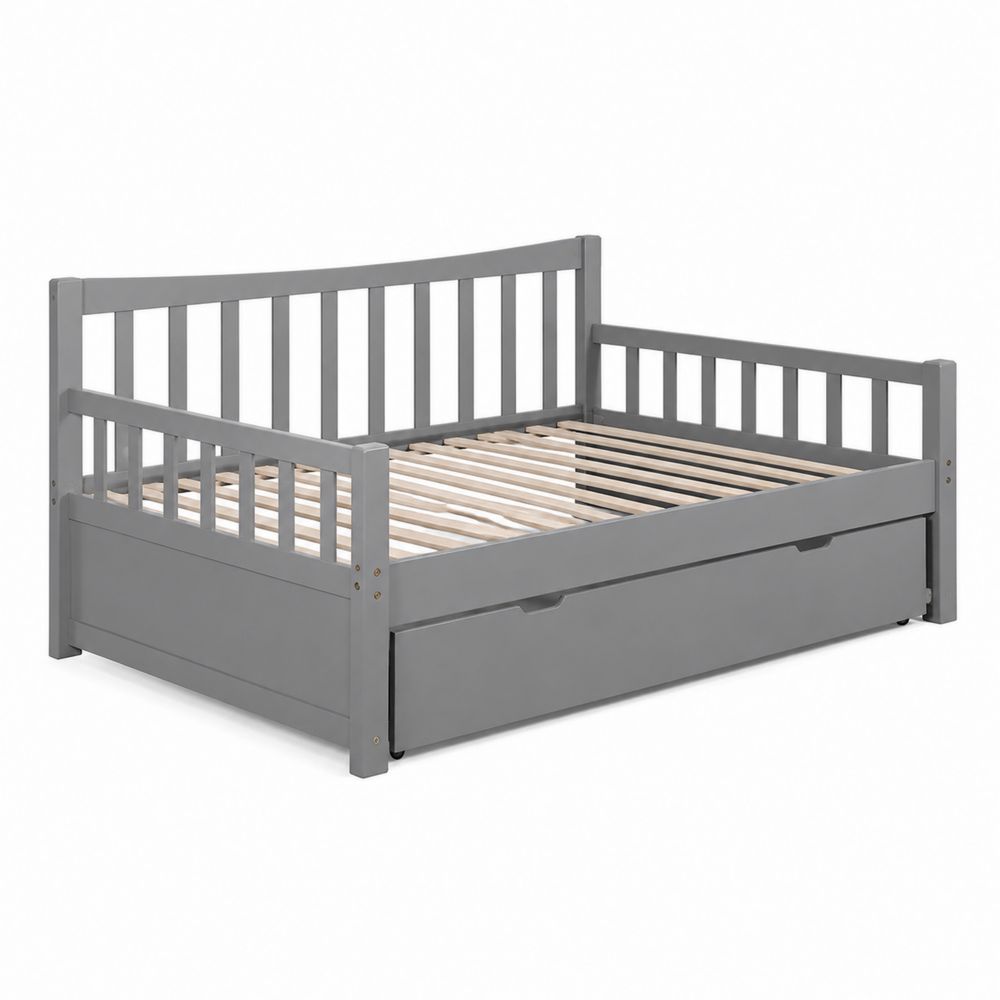 Letto singolo in legno con cassetto Grigio Pino 200x90 cm-Casmiron