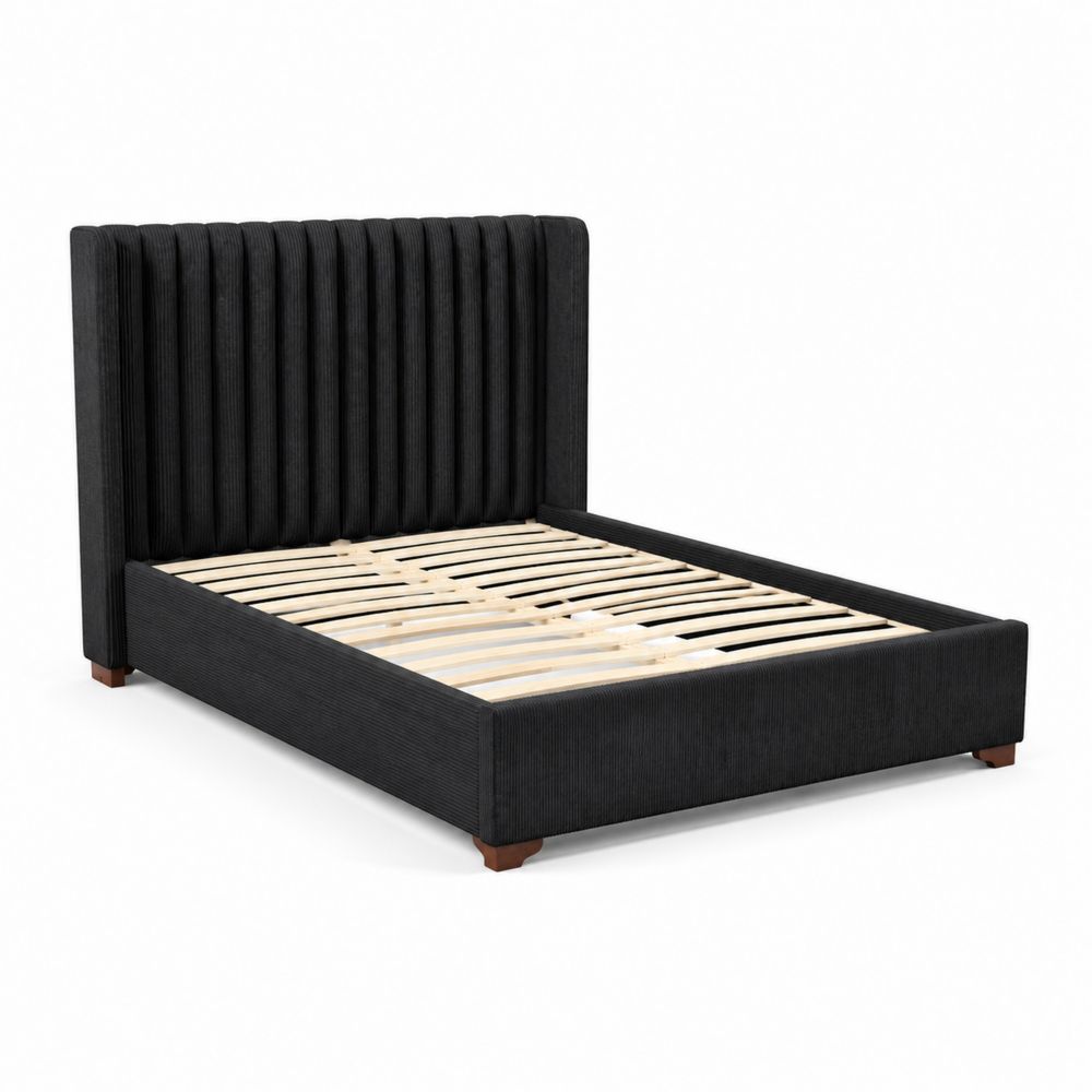 Letto matrimoniale in legno e velluto 200x160 cm-Casmiron