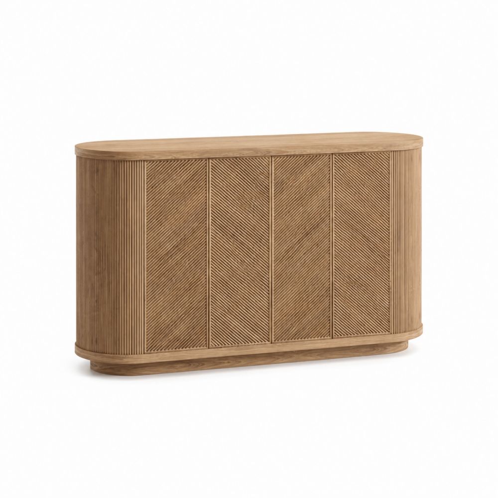 Credenza curva in legno di quercia 150x40x85 cm-Casmiron