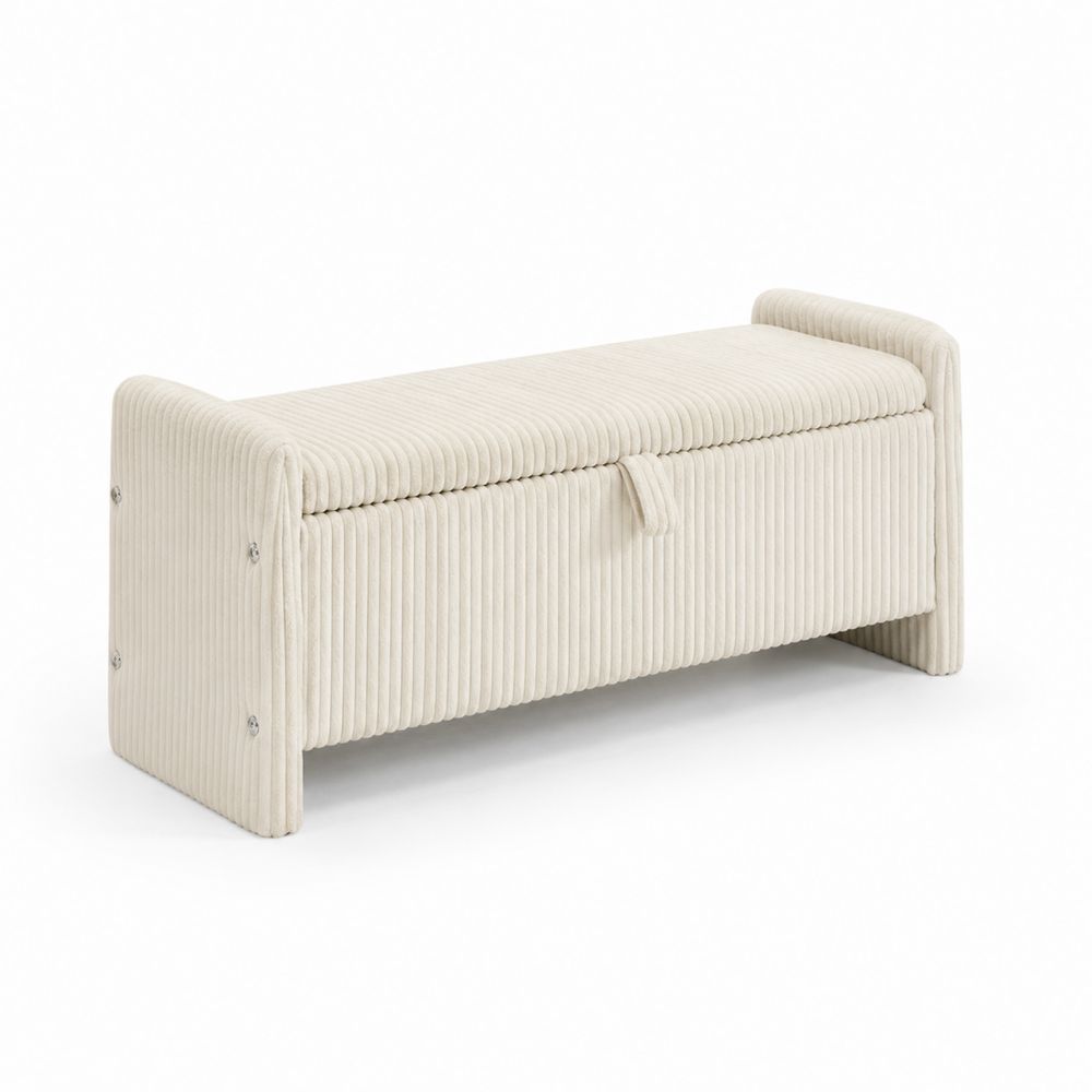 Panca contenitore in velluto a coste Beige-Casmiron