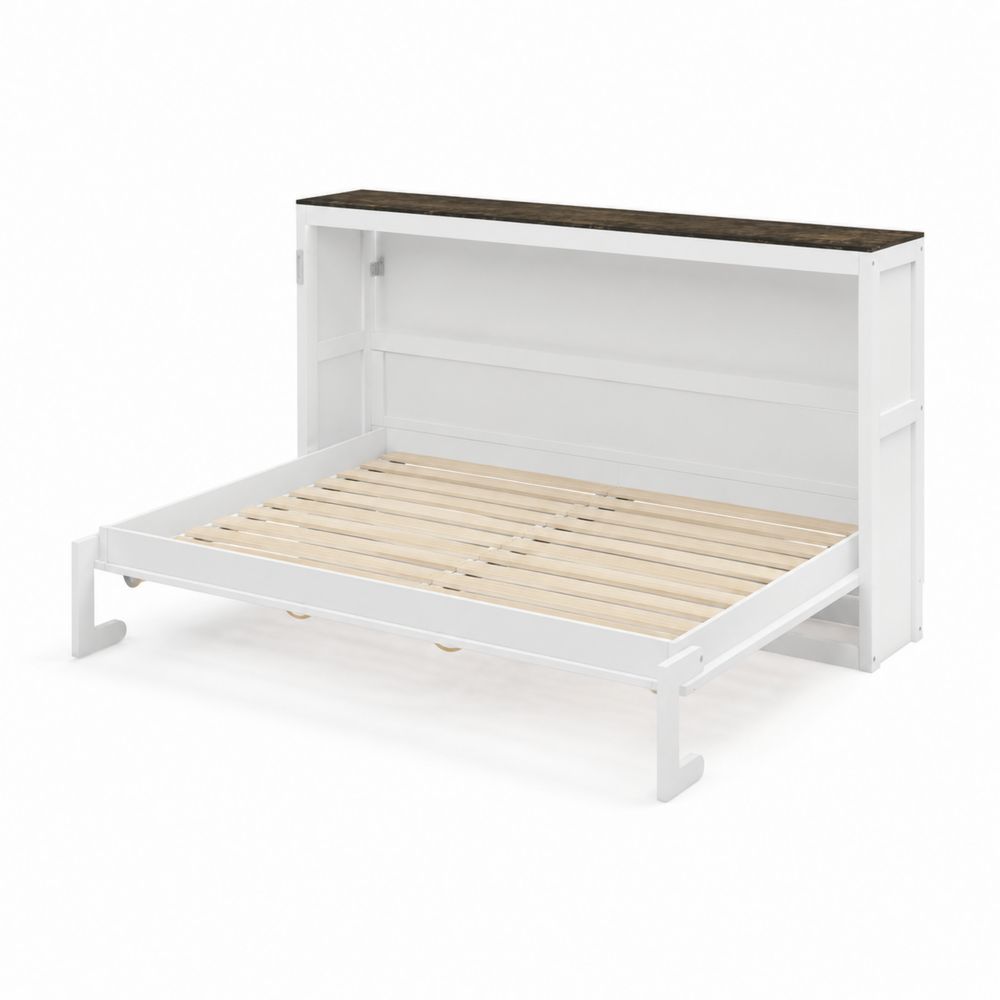 Letto Contenitore a Scomparsa in Metallo e Legno di Pino Bianco/Naturale 200x100 cm-Casmiron
