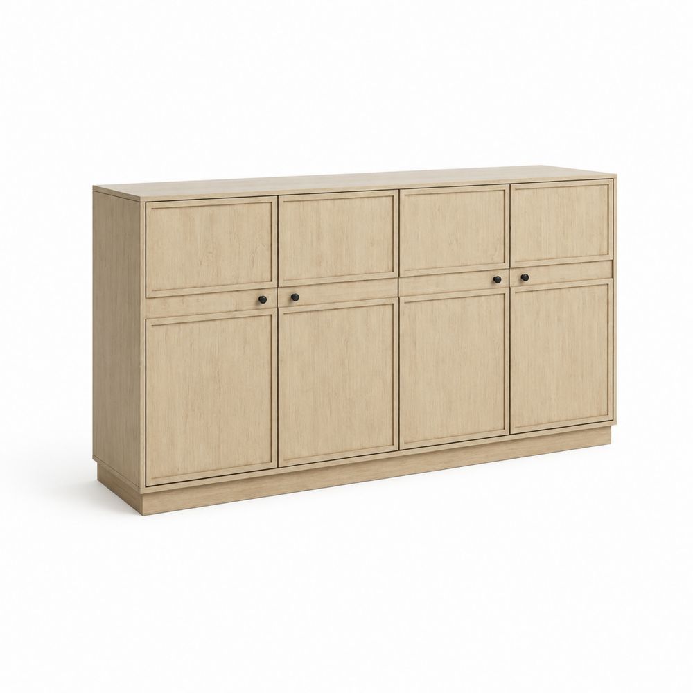 Credenza in legno con ante beige 140x40x90 cm-Casmiron