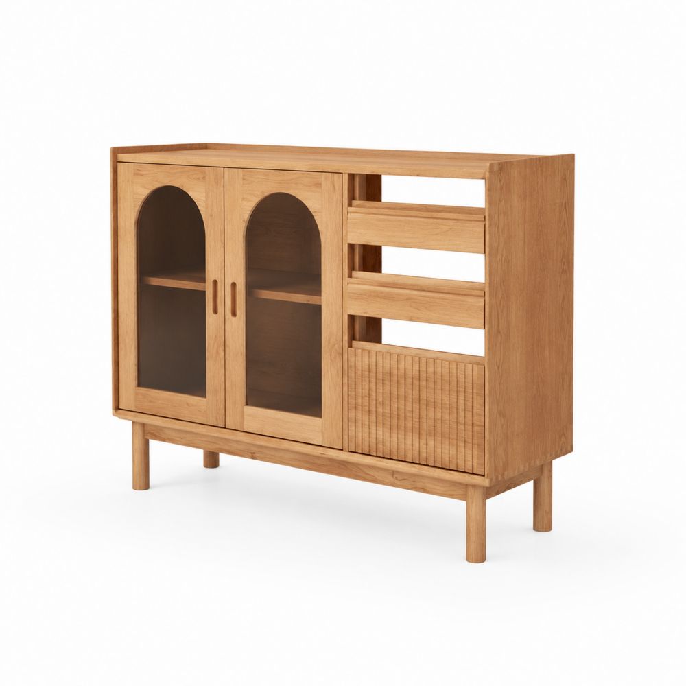 Credenza in legno di quercia e vetro temperato-Casmiron