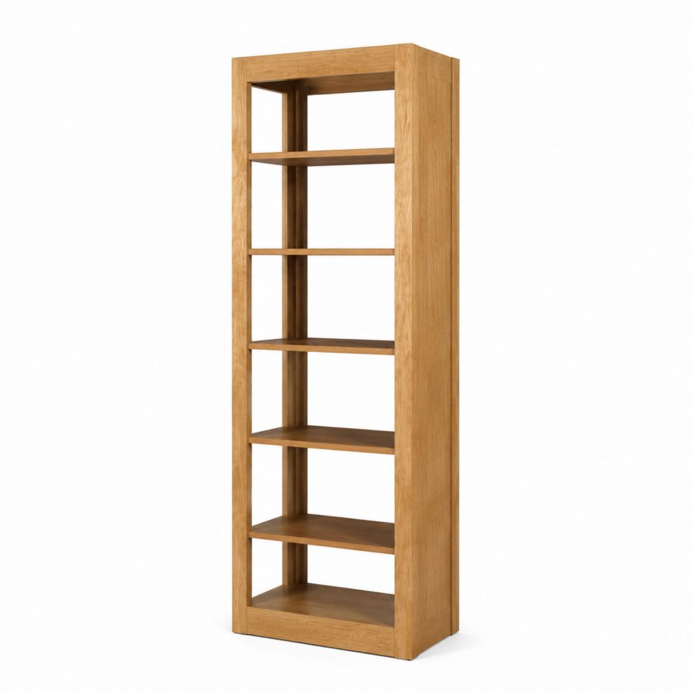 Libreria alta in legno di quercia con 6 ripiani-Casmiron