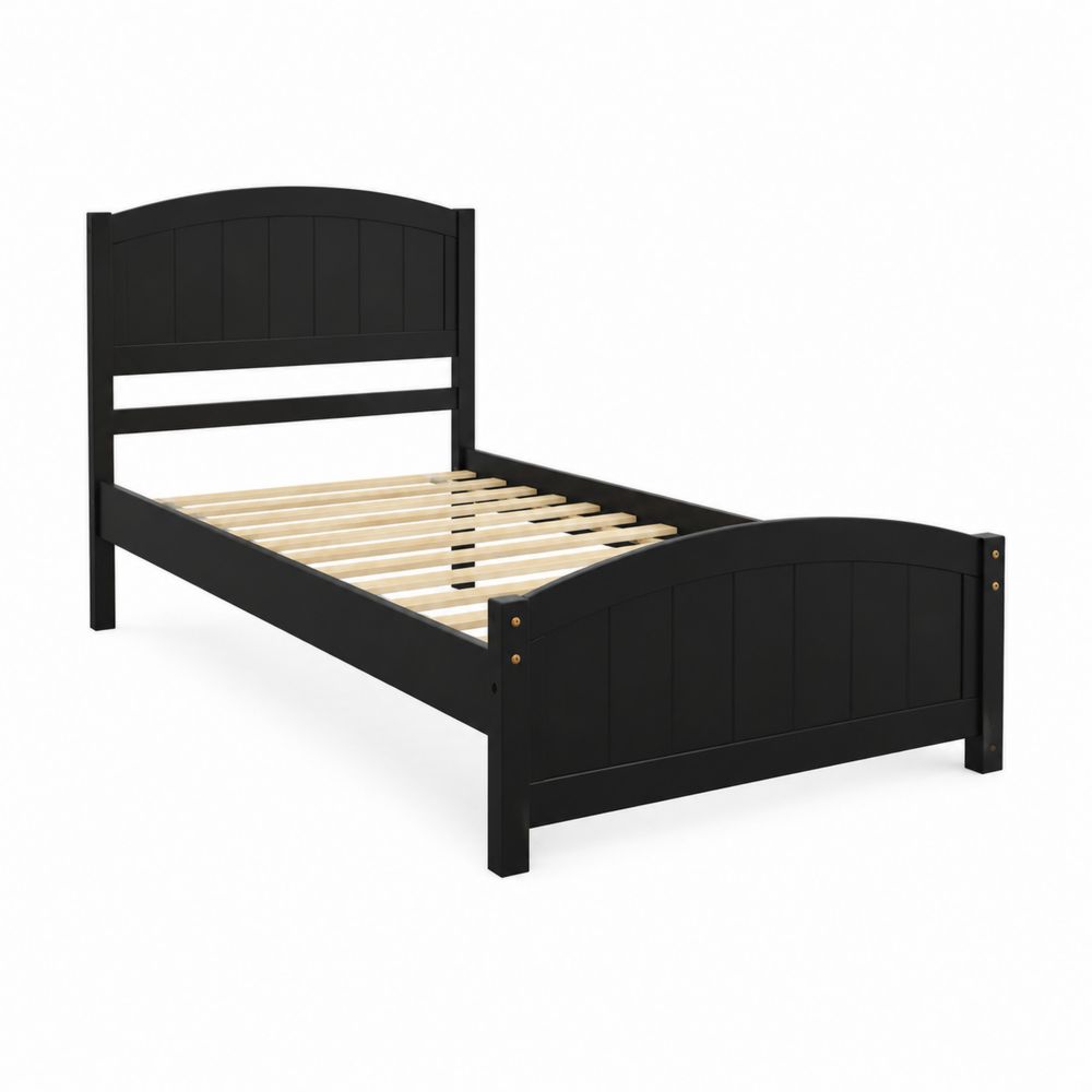 Struttura Letto Singolo in Legno Nero 200x90 cm-Casmiron