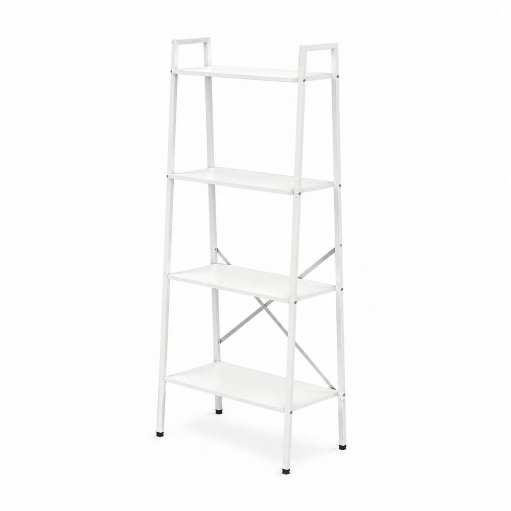 Scaffale a Scaletta in Metallo Bianco 4 Ripiani-Casmiron