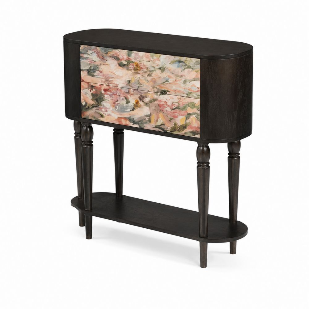 Credenza ovale in legno massello con cassetti dipinti a mano-Casmiron