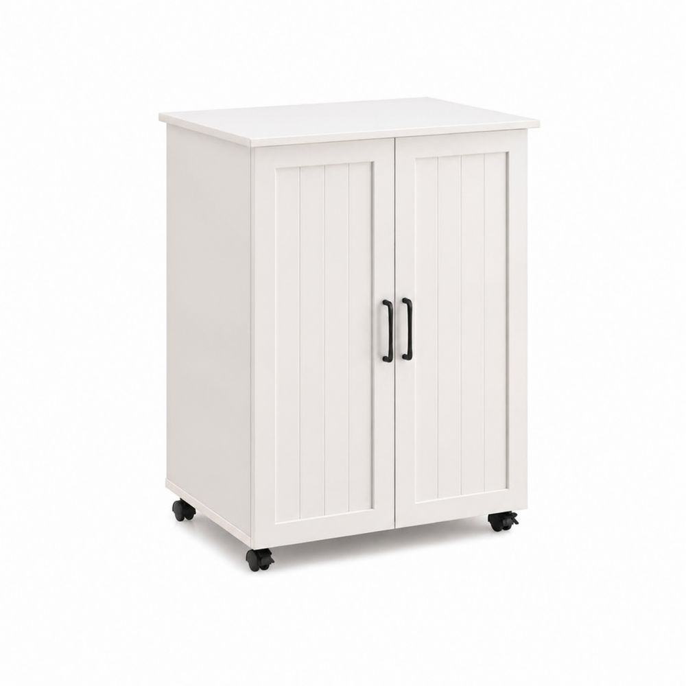 Armadio a Due Ante con Ruote in Legno Laminato Bianco-Casmiron