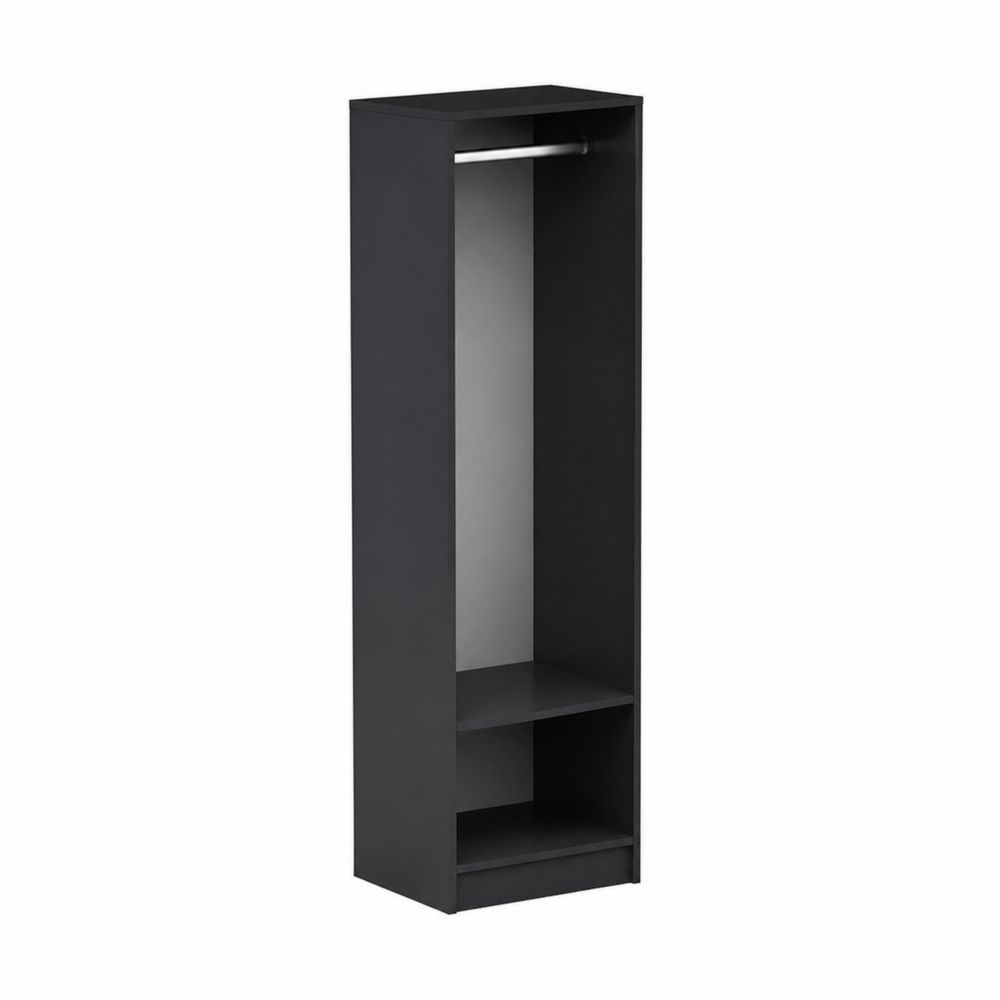 Armadio guardaroba singolo nero in legno MDF con barra in metallo - 50x40x180 cm-Casmiron