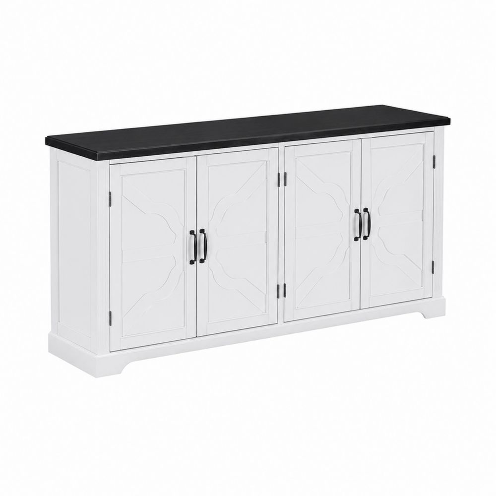 Credenza in legno MDF bianca e nera con quattro ante-Casmiron