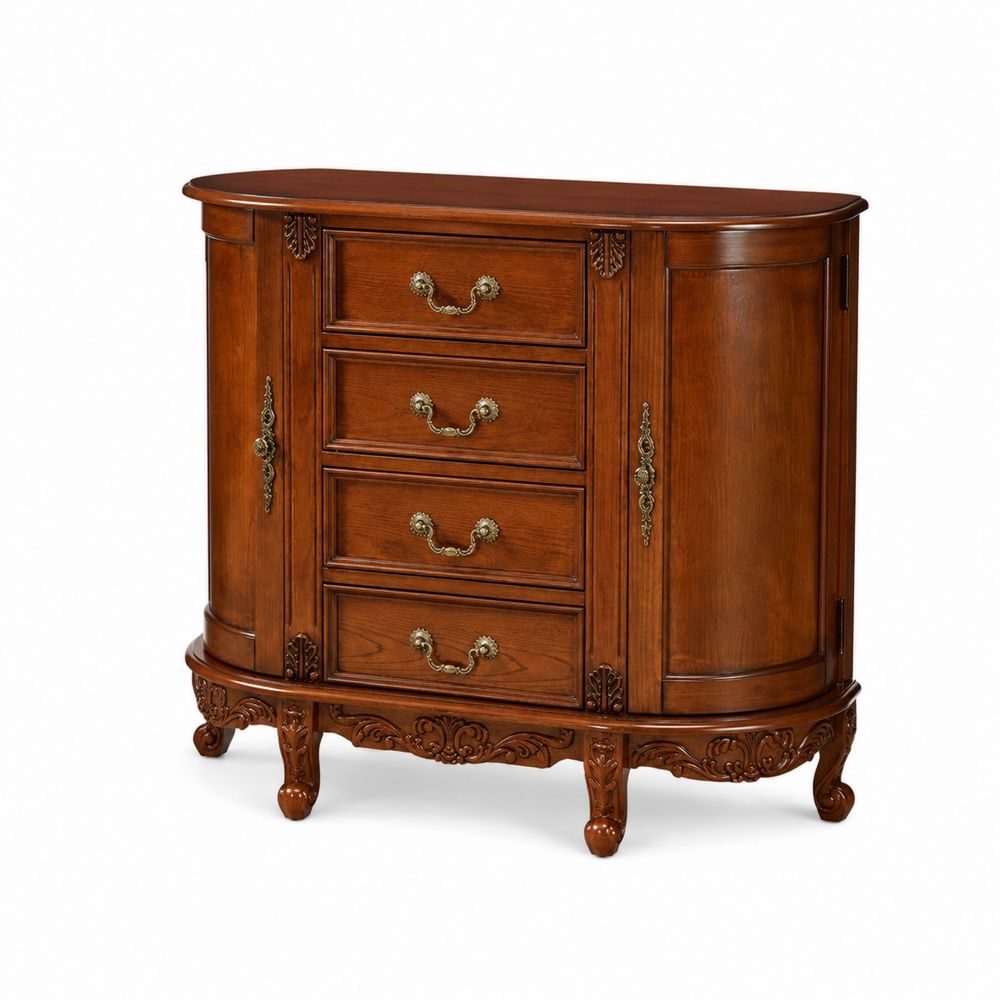 Credenza in Legno Massello con Dettagli Intagliati-Casmiron