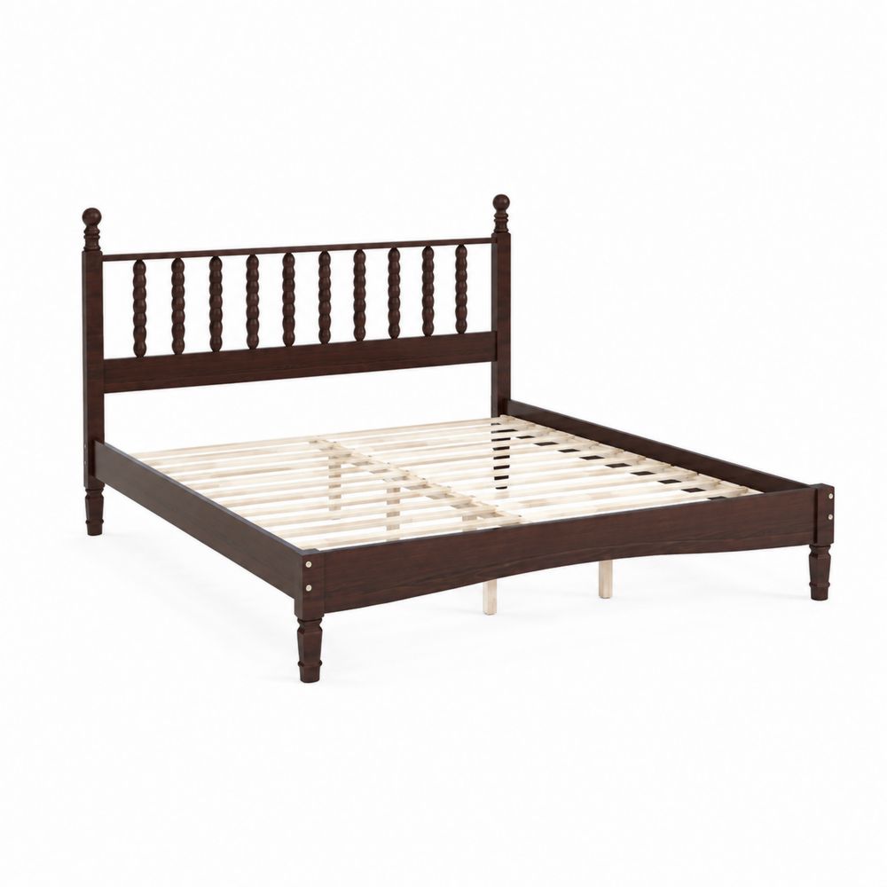 Letto matrimoniale in legno Marrone scuro 160x200 cm-Casmiron