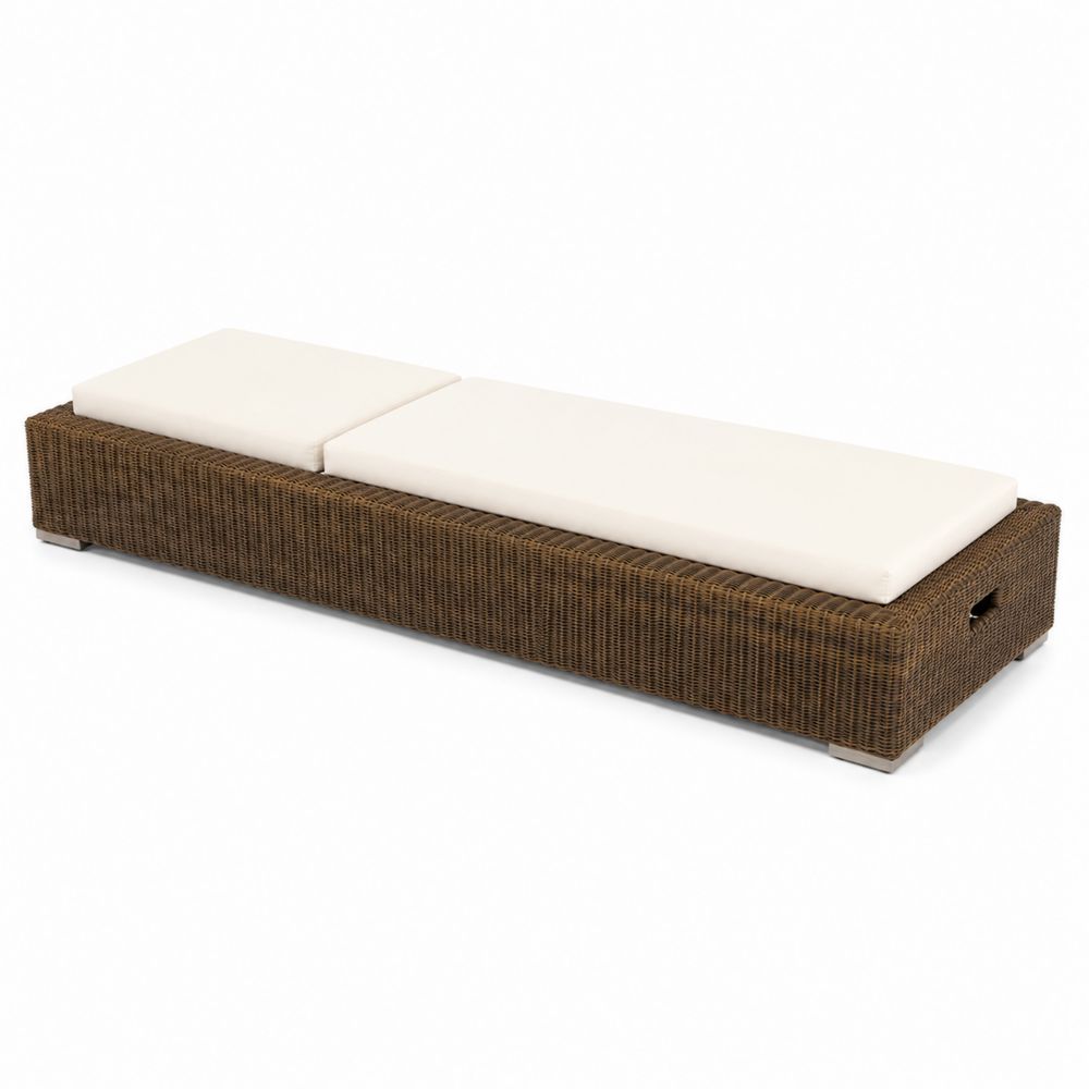 Lettino da Esterno in Rattan con Cuscini in Poliestere-Casmiron
