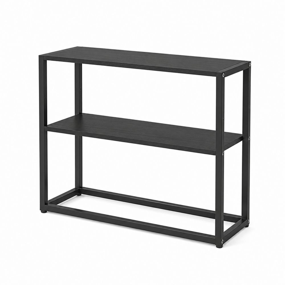 Consolle rettangolare in metallo e MDF nero 80x30x75 cm-Casmiron