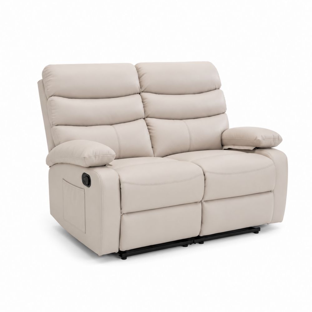 Divano reclinabile in pelle beige 150cm-Casmiron