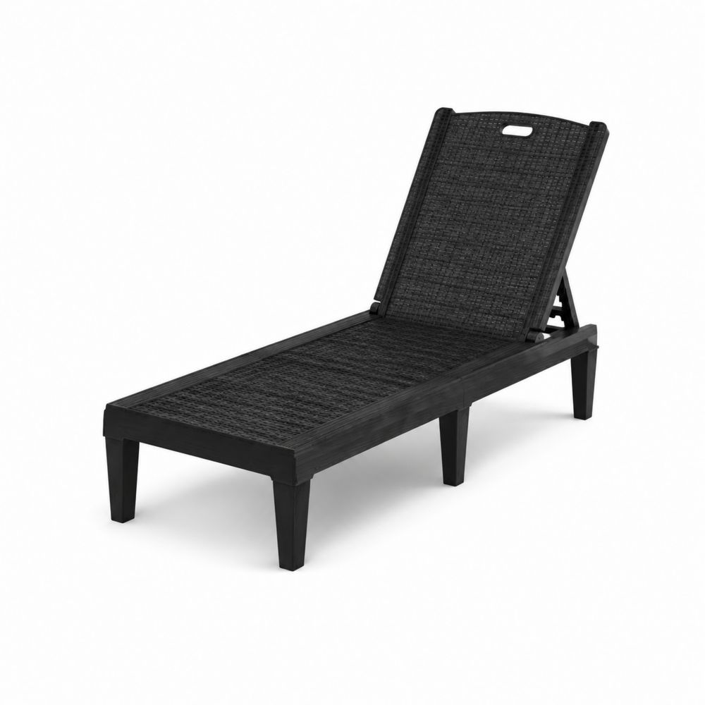 Chaise Longue da Esterno in Rattan Sintetico e Plastica Nero-Casmiron