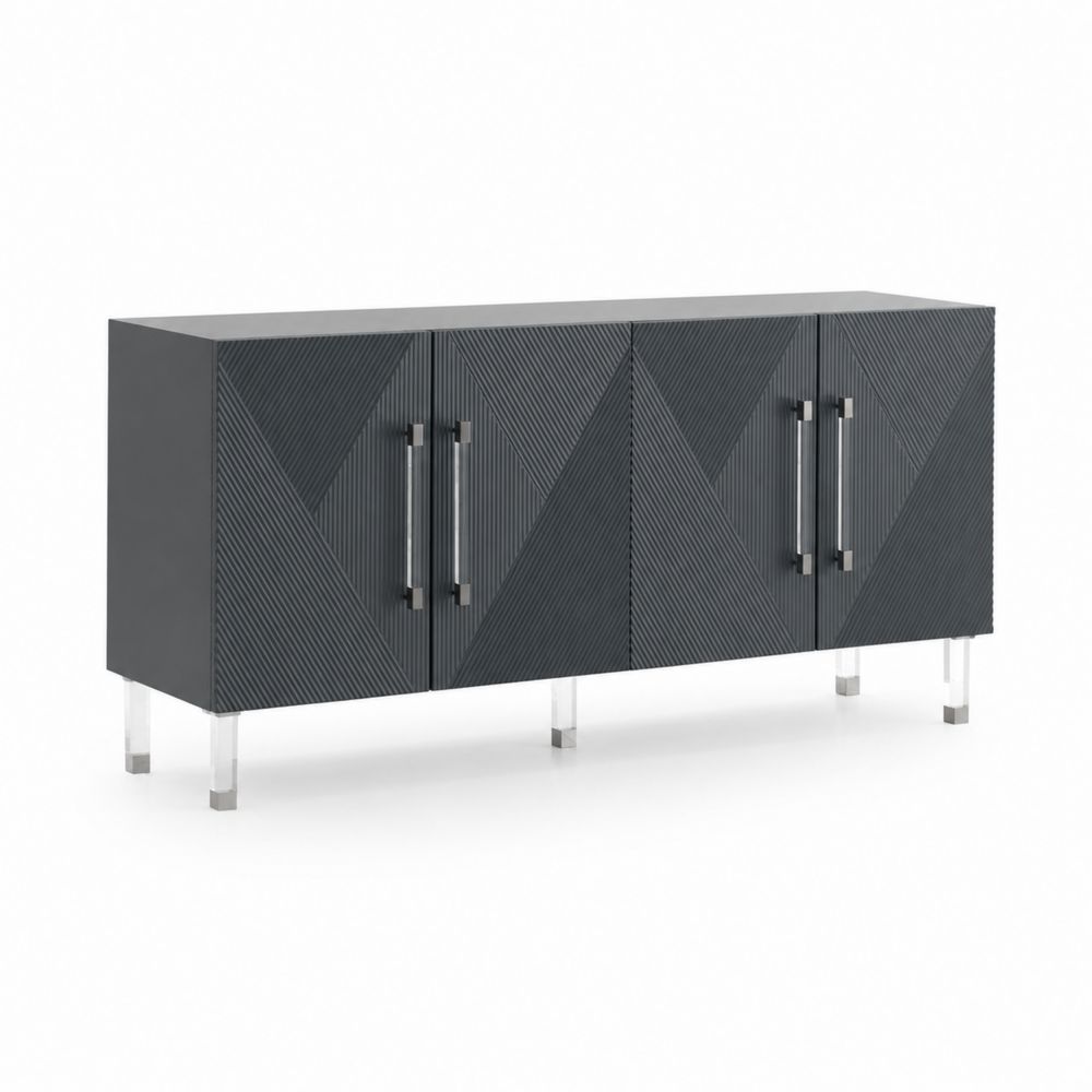 Credenza in legno e metallo grigio scuro 160x45x85 cm-Casmiron