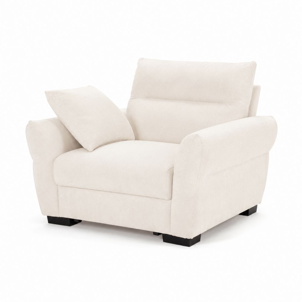 Poltrona in Tessuto Crema con Cuscino-Casmiron