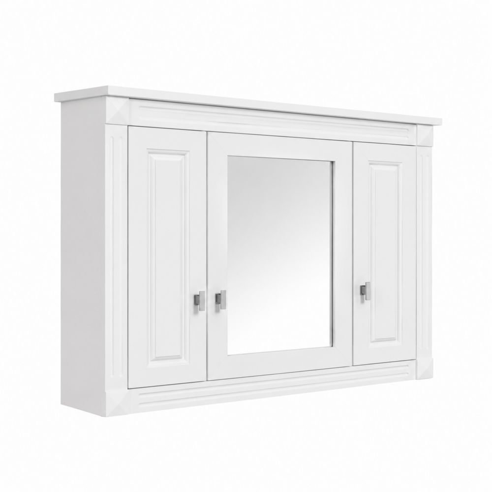 Mobile Specchiera Contenitore Bagno in Legno Composito Bianco 80x14x60 cm-Casmiron