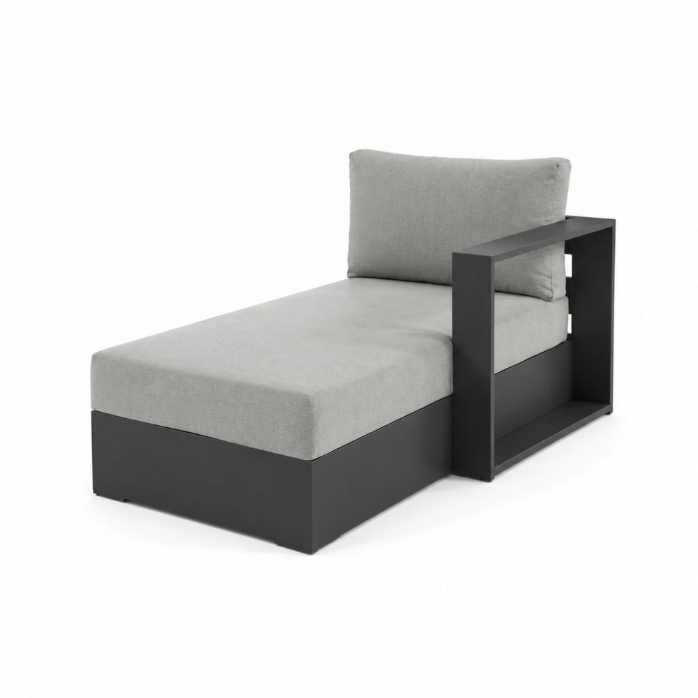 Lettino da Esterno in Alluminio con Cuscino in Poliestere Grigio-Casmiron