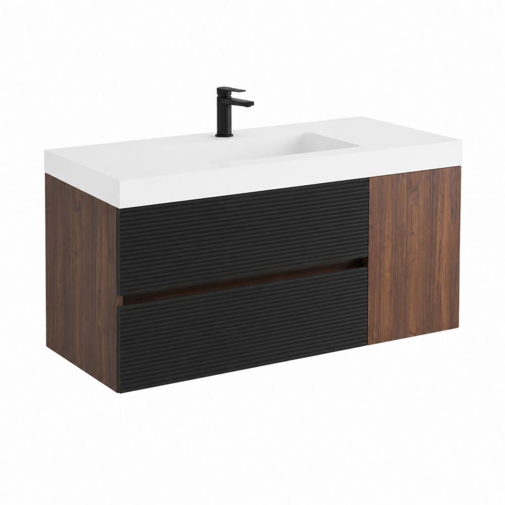 Mobile lavabo a parete in legno e MDF con lavabo integrato-Casmiron