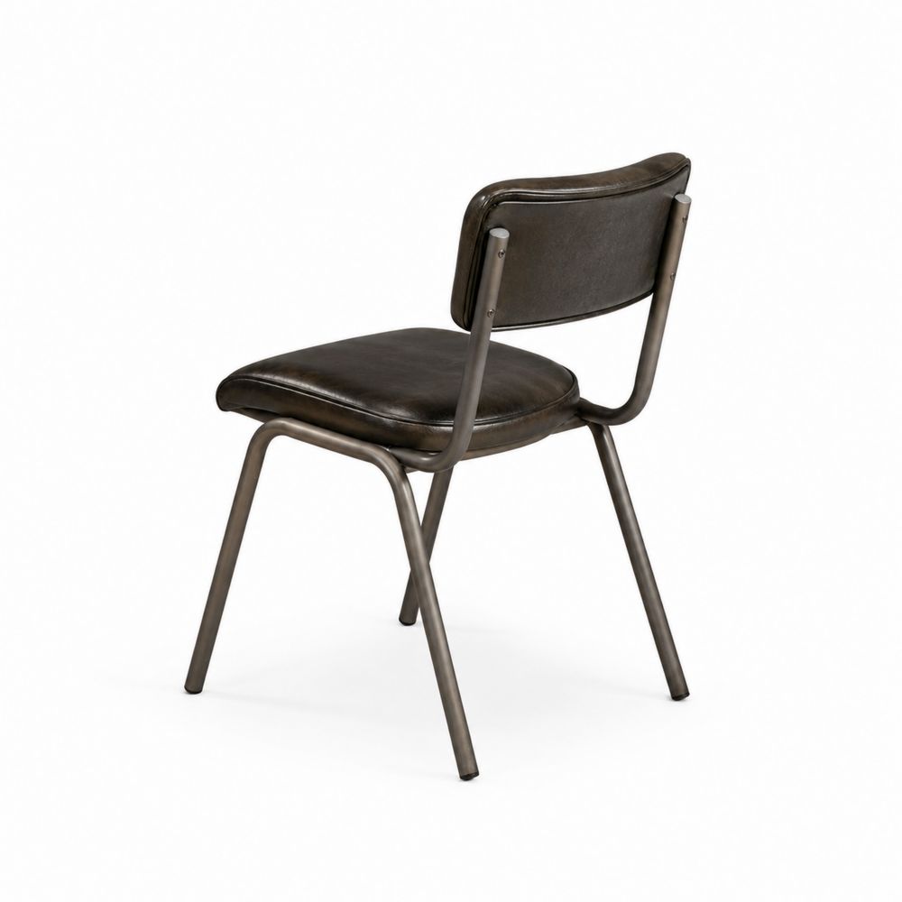 Sedia da pranzo in metallo e pelle sintetica Marrone 85x45x50 cm-Casmiron