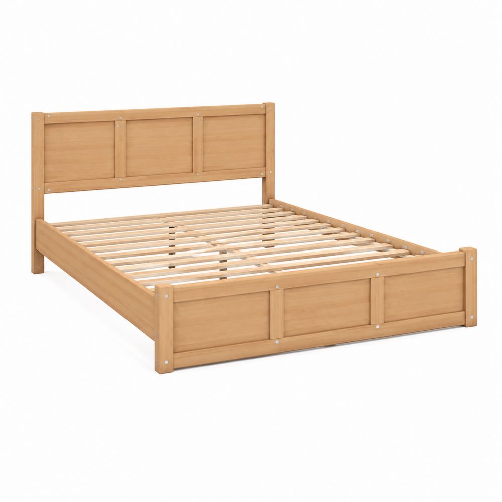 Letto Matrimoniale in Legno di Pino Naturale 200x160 cm-Casmiron