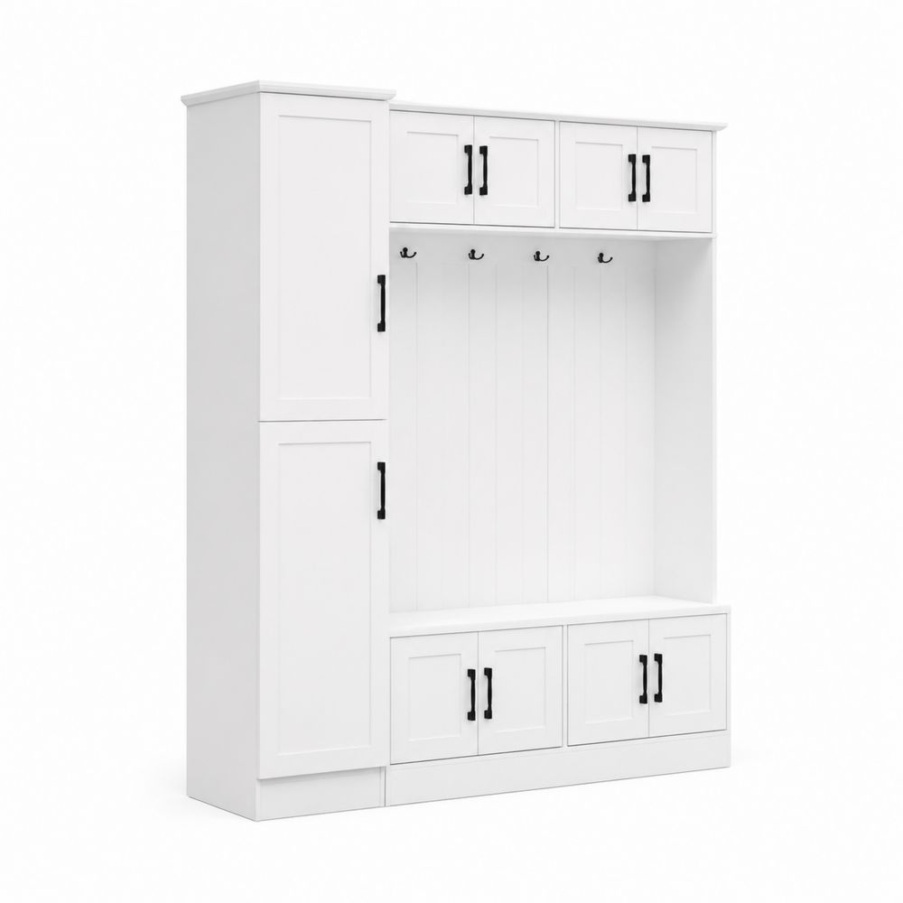 Guardaroba ingresso bianco in MDF con appendiabiti-Casmiron