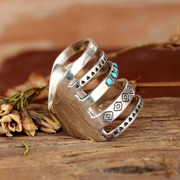 🔥Hot Sale 50% OFF🎁Sterling Silver Bohemian Openwork Carved Turquoise Ring