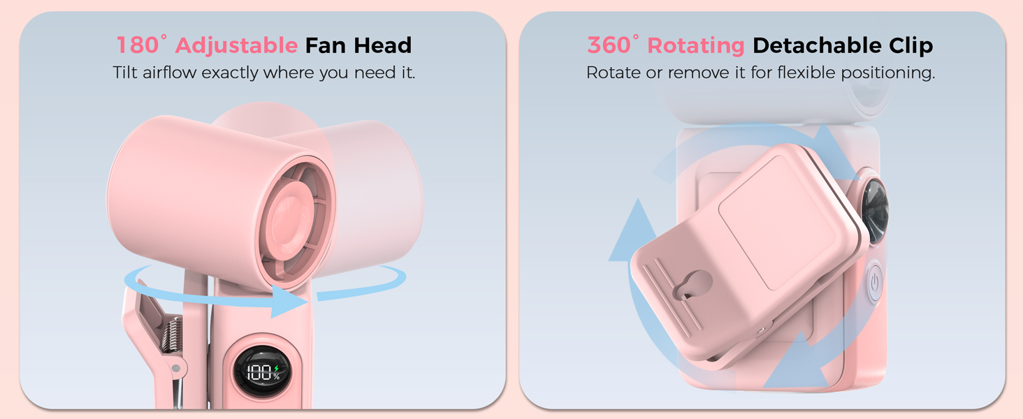 180&deg; Adjustable Fan Head Tilt airflow exactly where you need it